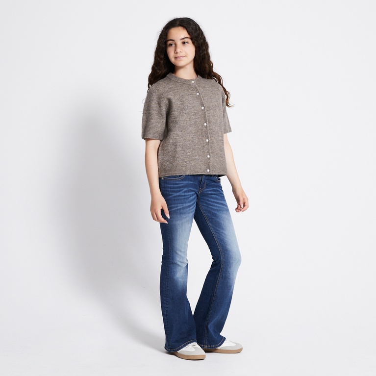 Basic Knit Short Sleeve Cardigan "Margot star" Beige 2